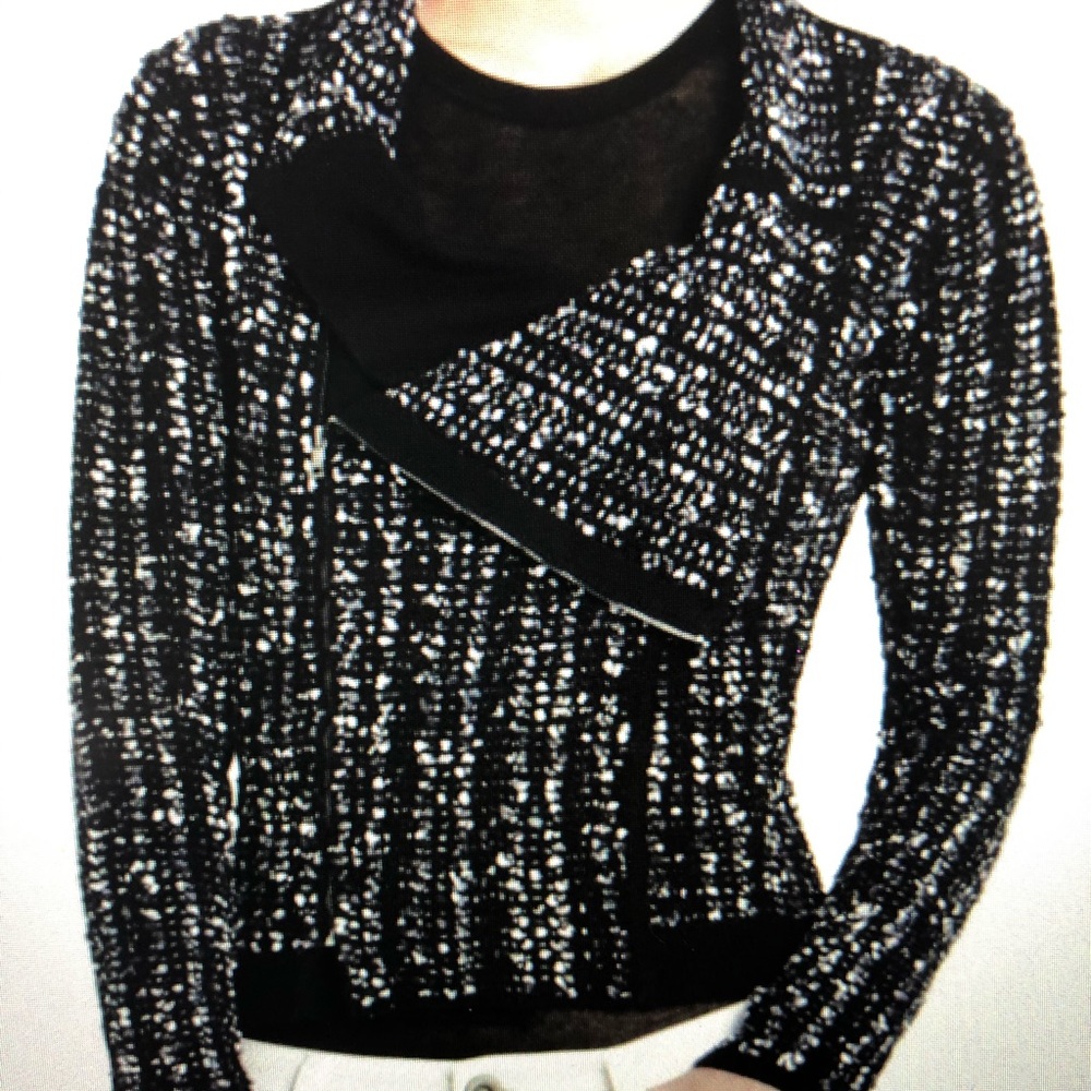 BCBGMaxazria B&W Reeve Moto cardigan